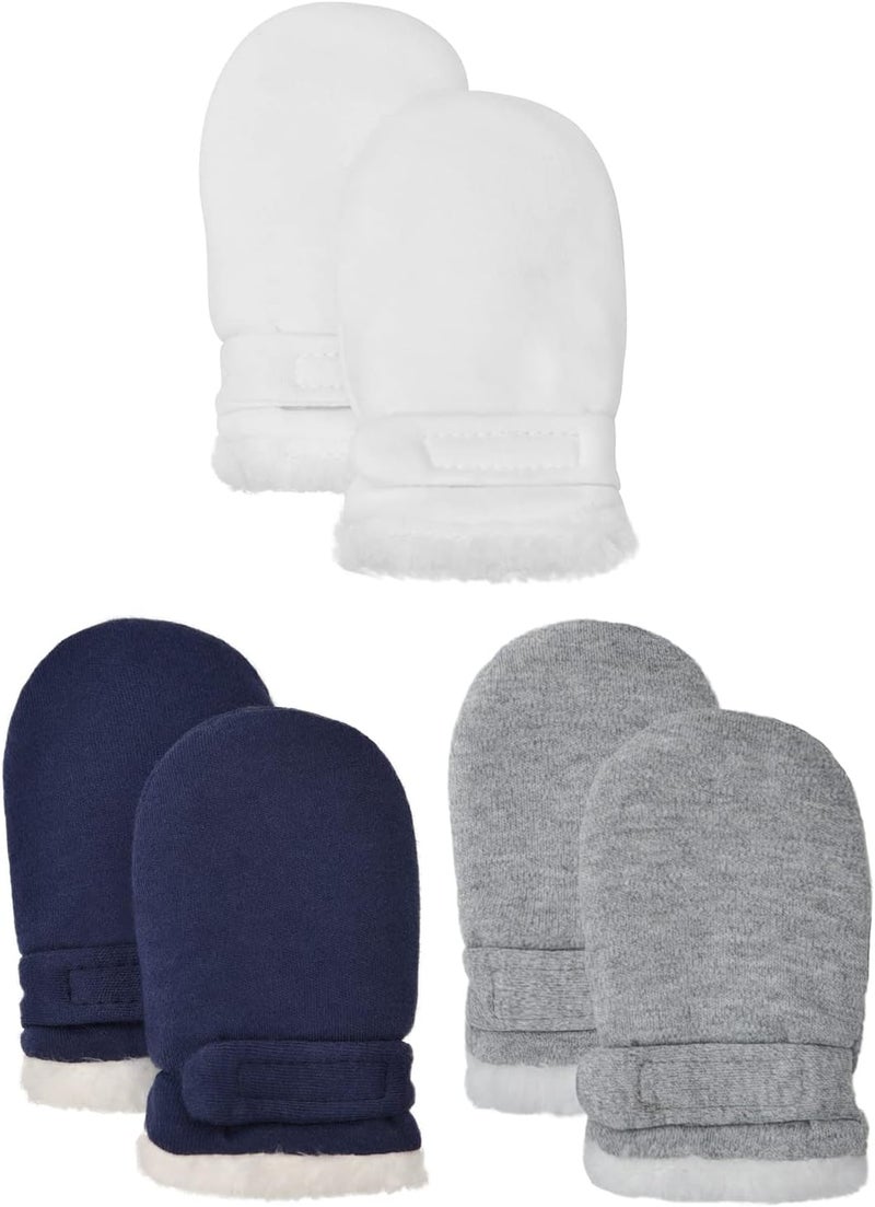 Reyow Baby Winter Mittens Newbron Adjustable Stay-On 0-12 Months Warm Gloves Sherpa Lined Fleece Infant Mittens Winter for Boy Girl - Image 1